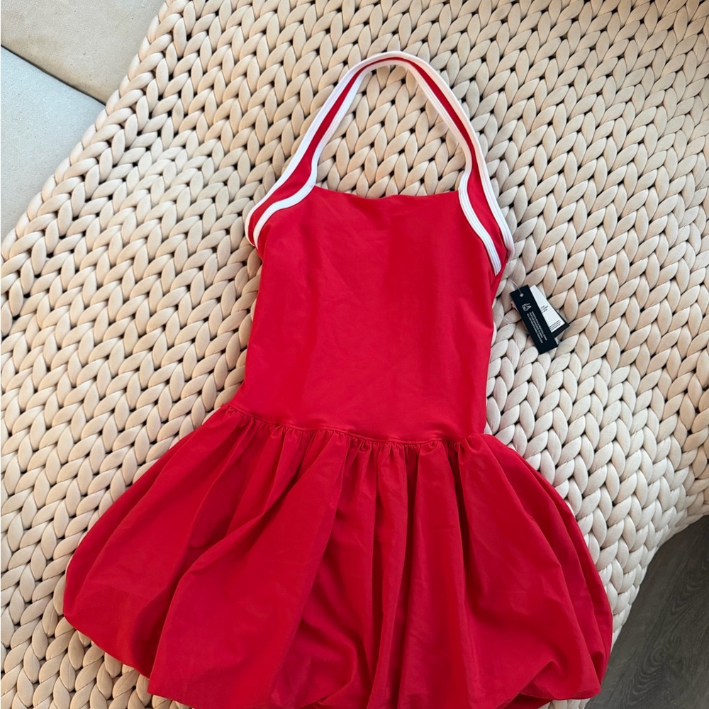 Abercrombie & Fitch Red Halter Dress with White Trim - Picture 3 of 3